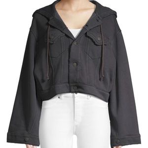 Free People hooded cotton blend cropped jacket